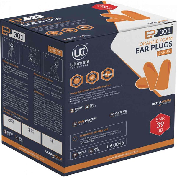 Ultraform EP301 Soft Foam Ear Plugs 200 Pairs Box